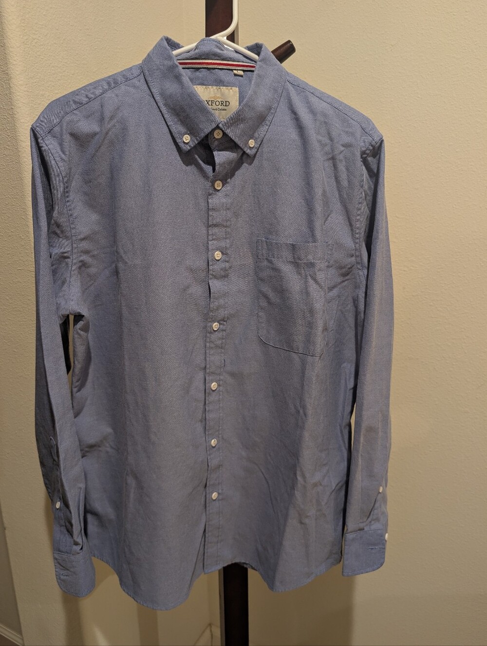 Oxford Luxury Collection Men’s Button-Down Shirt - Light Blue, Size L